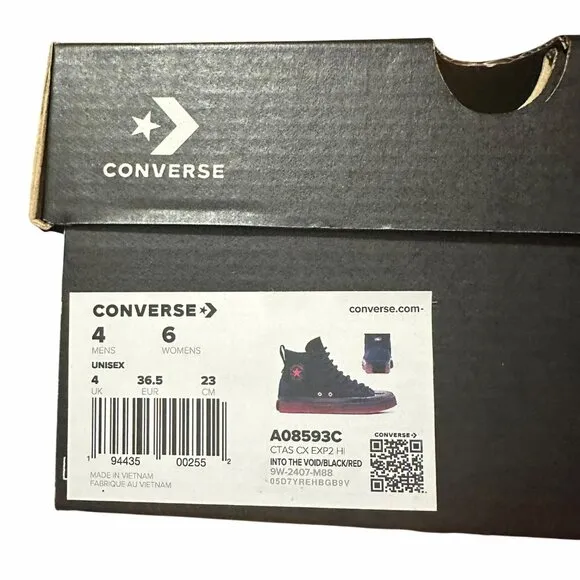 ⭐Converse Chuck Taylor All Star CX EXP2 Sz 4 Men's Shoes Black/Red A08593C New
