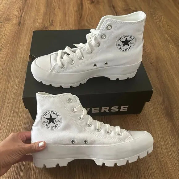 CONVERSE Chuck Taylor All Star Lugged High Top white platform shoes sneakers sz8