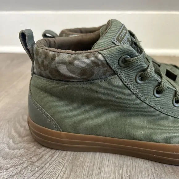 Converse Chuck Taylor All Star Street Mens 10 Shoes Mid Green Camo Sneakers READ