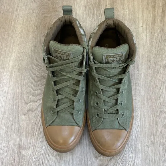 Converse Chuck Taylor All Star Street Mens 10 Shoes Mid Green Camo Sneakers READ