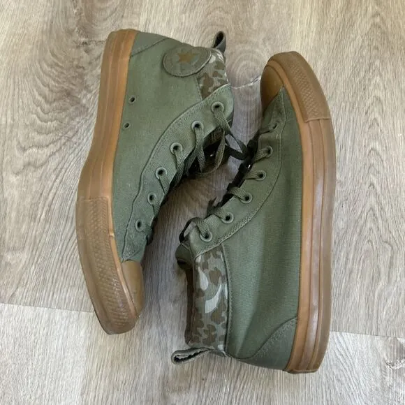 Converse Chuck Taylor All Star Street Mens 10 Shoes Mid Green Camo Sneakers READ