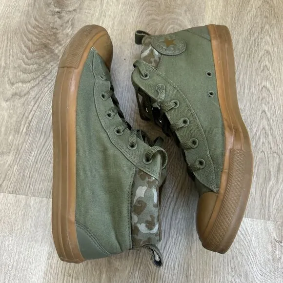 Converse Chuck Taylor All Star Street Mens 10 Shoes Mid Green Camo Sneakers READ