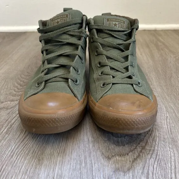 Converse Chuck Taylor All Star Street Mens 10 Shoes Mid Green Camo Sneakers READ
