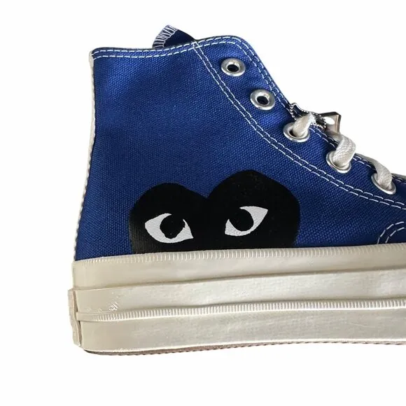 🖤Converse Chuck Taylor Hi Women Shoes Sz 5 Comme des Garcons PLAY Blue 171846C