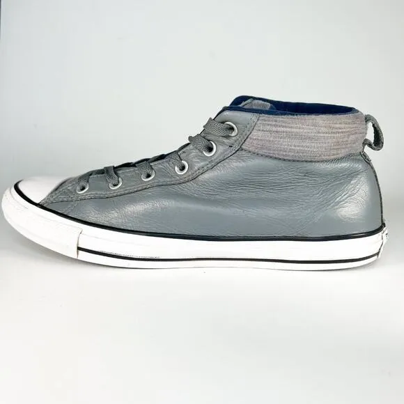 Converse Chuck Taylor Street Mid Leather Sneakers Shoes Grey Men 11