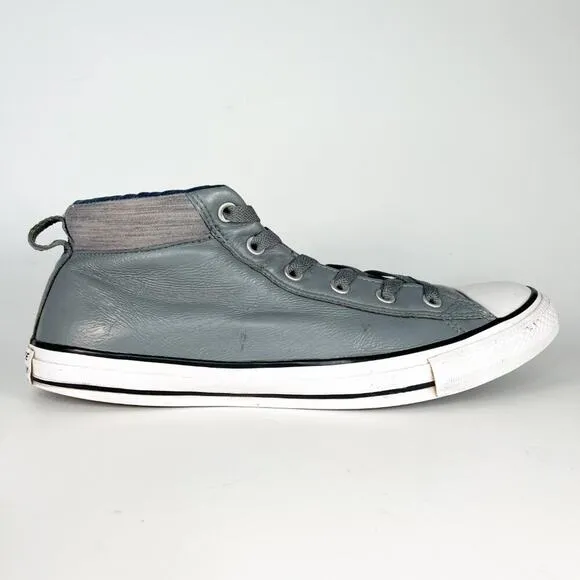 Converse Chuck Taylor Street Mid Leather Sneakers Shoes Grey Men 11