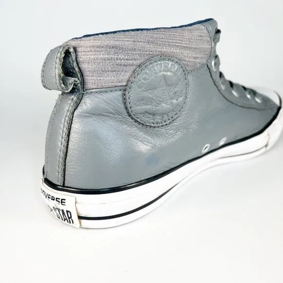 Converse Chuck Taylor Street Mid Leather Sneakers Shoes Grey Men 11