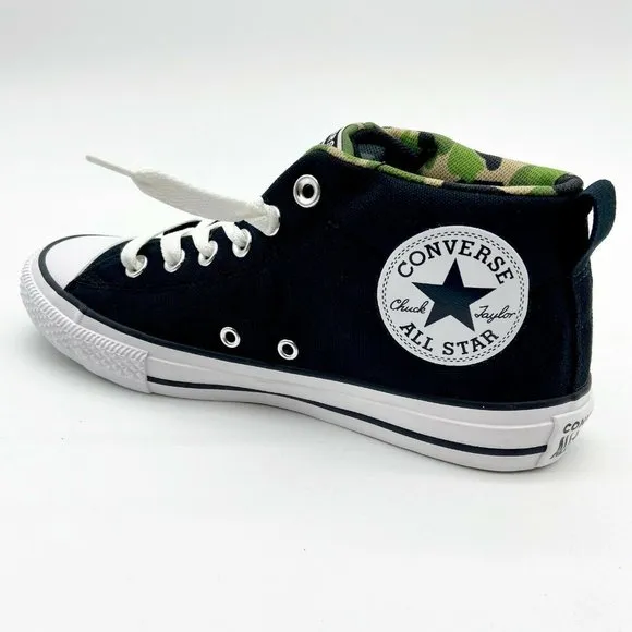 Converse CTAS Street Mid Black Khaki White Kids Casual Shoes 667212F
