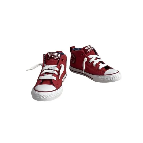Converse Kids Boy Claret Red All Star Street Mid Top Shoes Sz 13