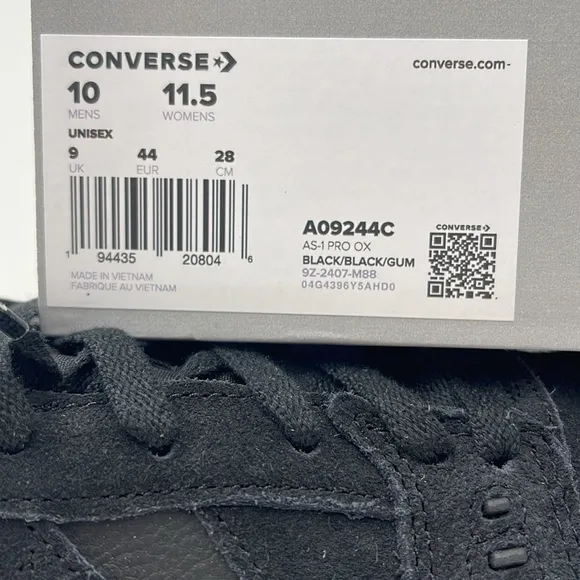 Converse Men's Black Sneakers A09244CAS-1 PRO OXBLACK/BLACK/GUM