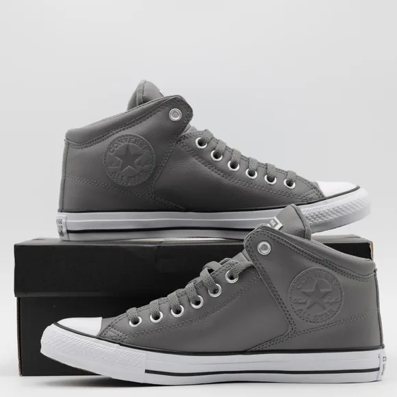 Converse Men's Chuck Taylor All Star High Street Faux Leather Shoes Gray Size 10