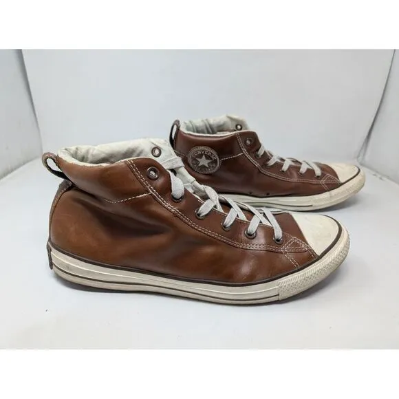 Converse Men's Size‎ 12 Brown Leather All-Star Street 136420C  Mid Top Shoes VTG