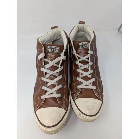 Converse Men's Size‎ 12 Brown Leather All-Star Street 136420C  Mid Top Shoes VTG