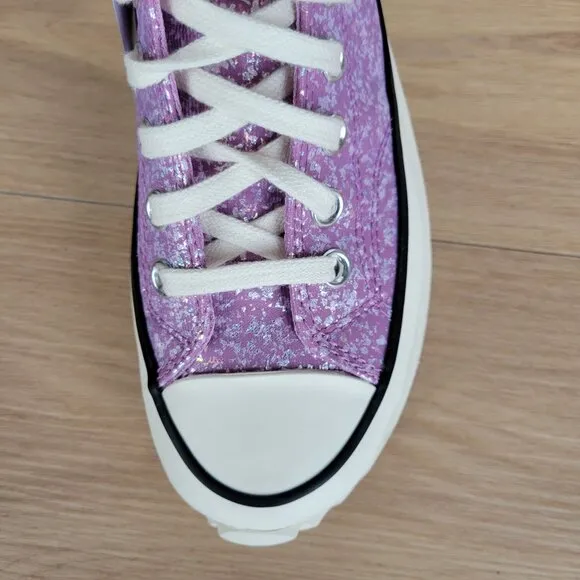 ❤️❤️❤️Converse Run Star Hike Hi Women Shoes 8.5 Purple Glitter Platform A10096C