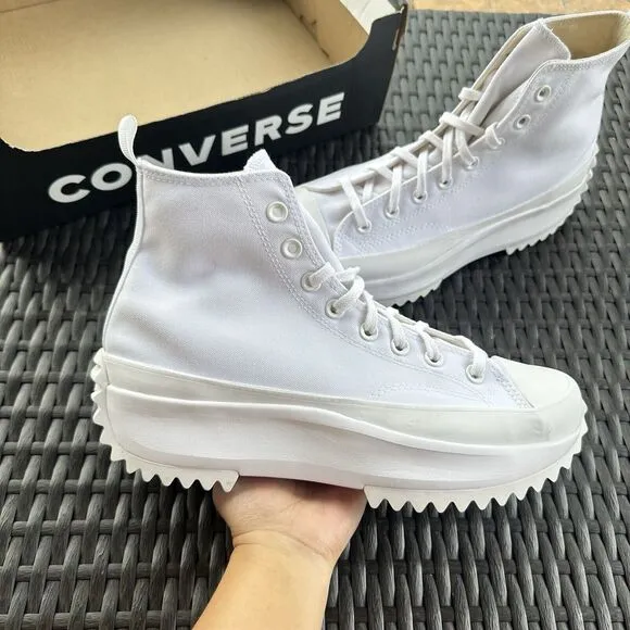 Converse Run Star Hike High Men's Shoes Triple White 170777C Size 9.5