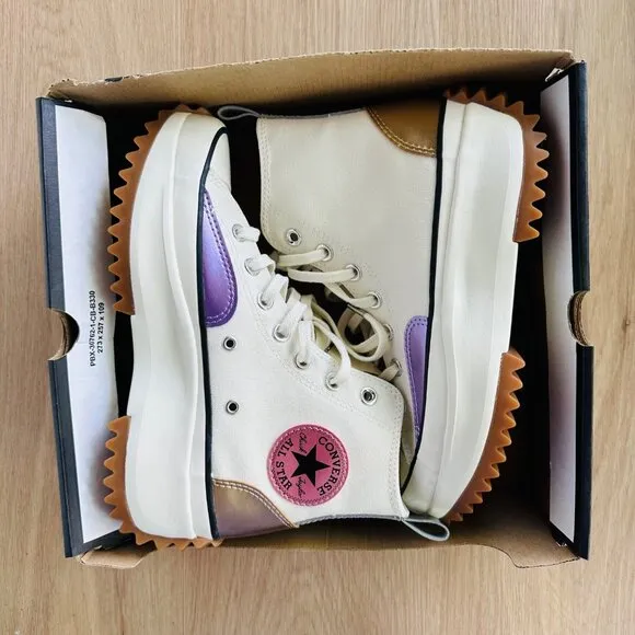 🤩Converse Run Star Hike Platform Chrome Sz 8 Men Shoes Beige Chunky A09796C