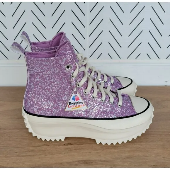 ❤️❤️Converse Run Star Hike Platform Hi Size 8 Men's Shoes Purple Glitter A10096C