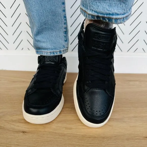 ⭐CONVERSE WEAPON MONO OX Women Shoes Sz 7 Vintage Black LEATHER Beige A12485C⭐