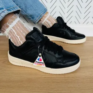 ⭐CONVERSE WEAPON MONO OX Women Shoes Sz 7 Vintage Black LEATHER Beige A12485C⭐