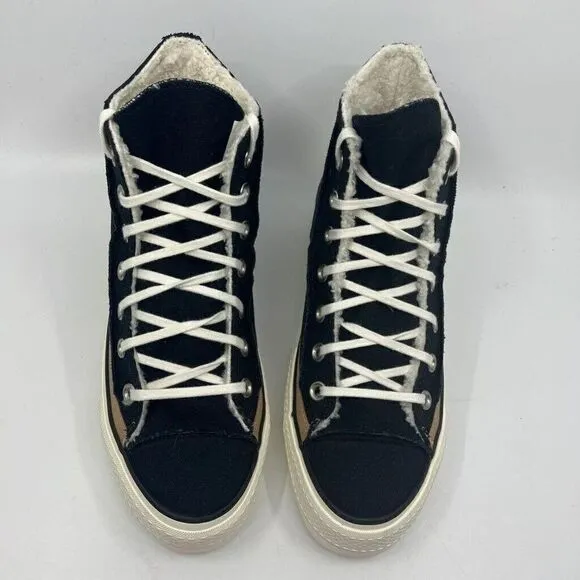 Converse Womens Chuck Taylor As Raw Edge Platform Sneaker Shoes Black Hi  6M New