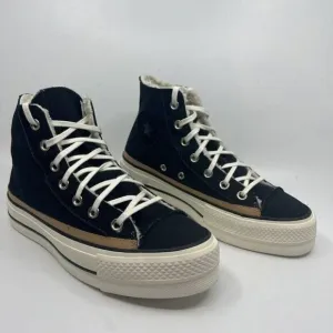 Converse Womens Chuck Taylor As Raw Edge Platform Sneaker Shoes Black Hi  6M New