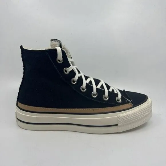 Converse Womens Chuck Taylor As Raw Edge Platform Sneaker Shoes Black Hi  6M New