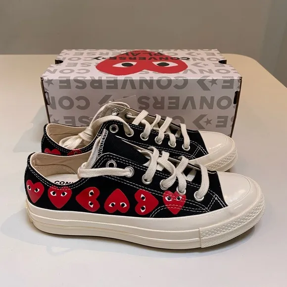 Converse x Comme des Garçons PLAY Chuck 70 Multi Heart Black/Red sz 5.5/7.5 NIB