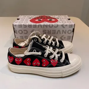 Converse x Comme des Garçons PLAY Chuck 70 Multi Heart Black/Red sz 5.5/7.5 NIB