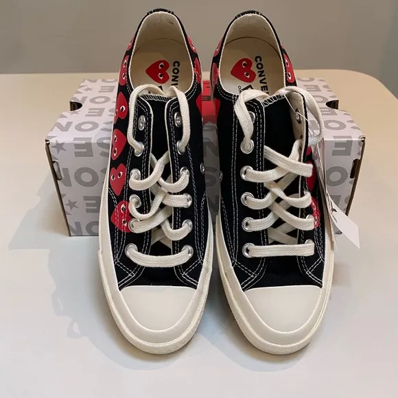 Converse x Comme des Garçons PLAY Chuck 70 Multi Heart Black/Red sz 5.5/7.5 NIB