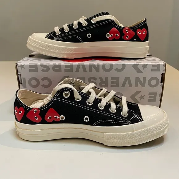 Converse x Comme des Garçons PLAY Chuck 70 Multi Heart Black/Red sz 5.5/7.5 NIB