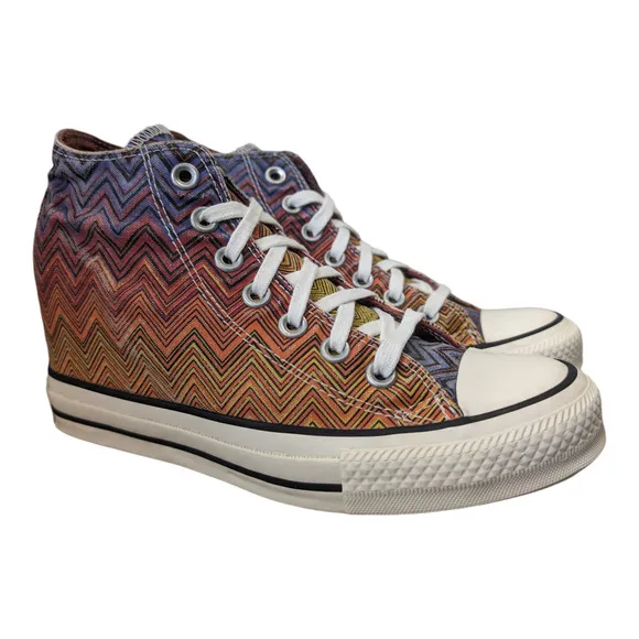 Converse x Missoni 2015 Lux Mid Hidden Wedge Chevron Canvas Sneaker Womens 7.5