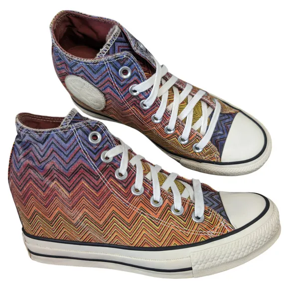 Converse x Missoni 2015 Lux Mid Hidden Wedge Chevron Canvas Sneaker Womens 7.5