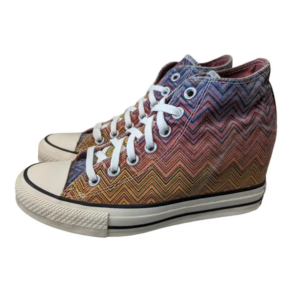 Converse x Missoni 2015 Lux Mid Hidden Wedge Chevron Canvas Sneaker Womens 7.5