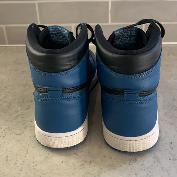 COPY - Nike Air Jordan 1 Retro High shoes 555088-404 black/marina blue leather …