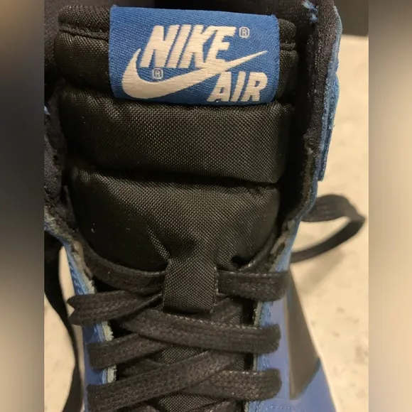 COPY - Nike Air Jordan 1 Retro High shoes 555088-404 black/marina blue leather …