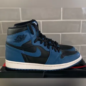 COPY - Nike Air Jordan 1 Retro High shoes 555088-404 black/marina blue leather …