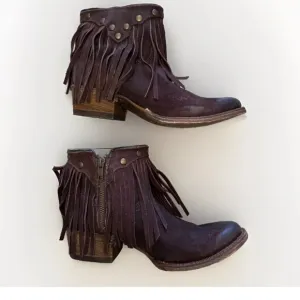Corral Boots Womens Leather Sz 8 Brown Fringe Country Boho Festival Concert EUC