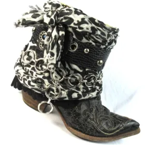 Corral Vintage Women's Genuine Lizard Skin Custom Boho Boots Black Size 7.5 M