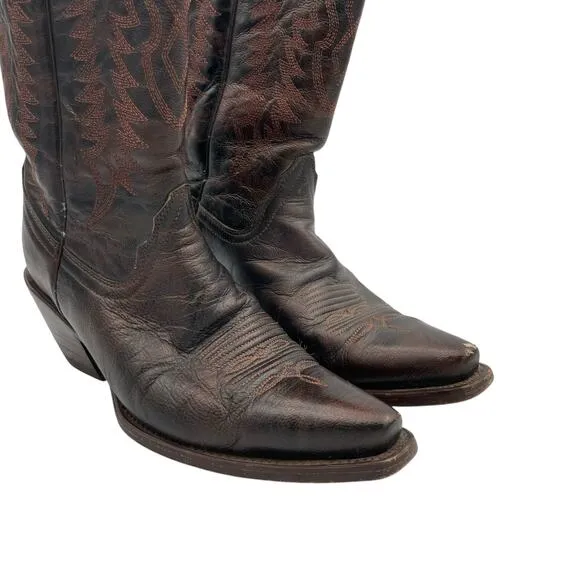 Corral Women's Dark Brown Leather Snip Toe Embroidered Monochrome Western Boots