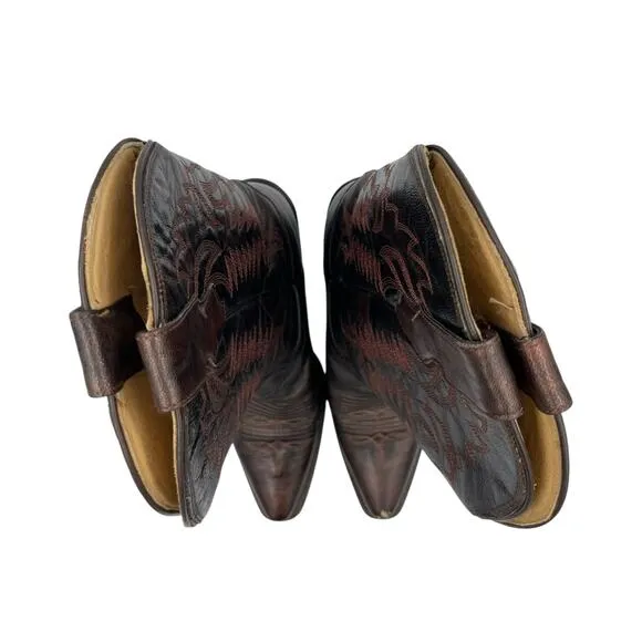 Corral Women's Dark Brown Leather Snip Toe Embroidered Monochrome Western Boots