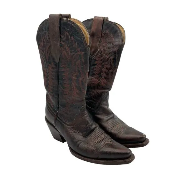 Corral Women's Dark Brown Leather Snip Toe Embroidered Monochrome Western Boots