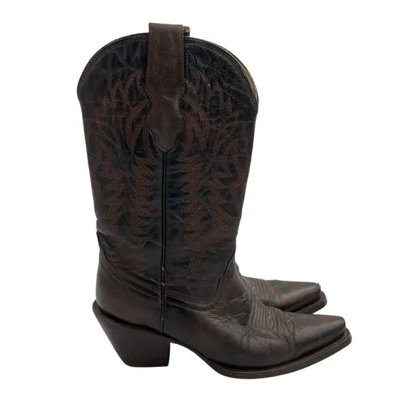 Corral Women's Dark Brown Leather Snip Toe Embroidered Monochrome Western Boots