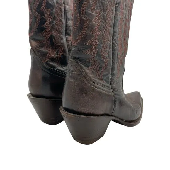 Corral Women's Dark Brown Leather Snip Toe Embroidered Monochrome Western Boots