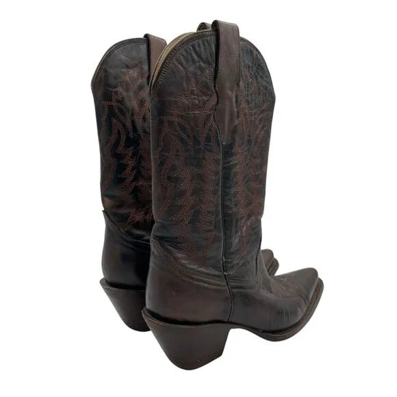 Corral Women's Dark Brown Leather Snip Toe Embroidered Monochrome Western Boots