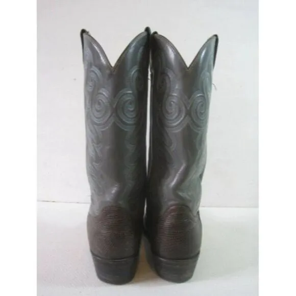 COWTOWN Cowboy Western Boots Size 8.5 D Mens Stitched Leather Lizard Skin VINTAG