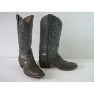 COWTOWN Cowboy Western Boots Size 8.5 D Mens Stitched Leather Lizard Skin VINTAG