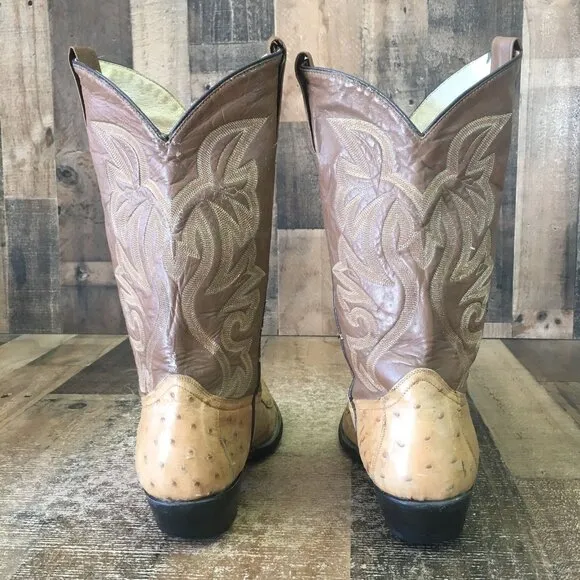 Cowtown Vintage Ostrich Western Cowboy Boots Mens 8 EE