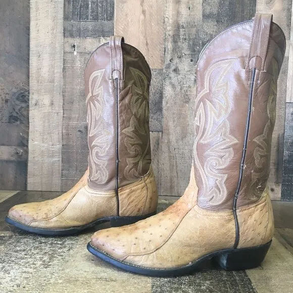 Cowtown Vintage Ostrich Western Cowboy Boots Mens 8 EE