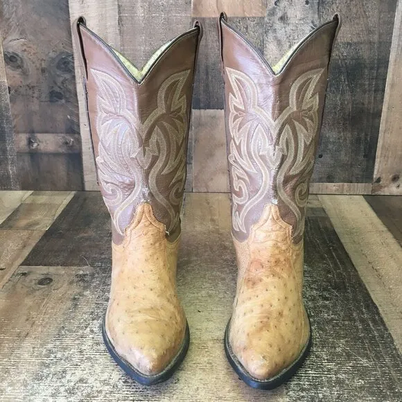 Cowtown Vintage Ostrich Western Cowboy Boots Mens 8 EE