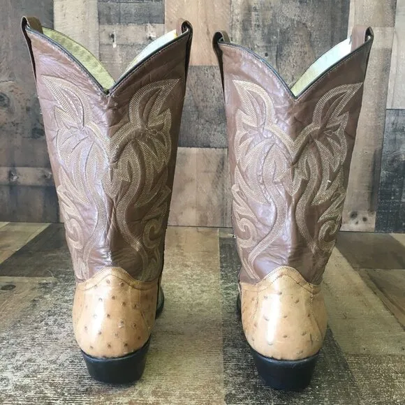 Cowtown Vintage Ostrich Western Cowboy Boots Mens 8 EE
